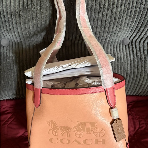 Coach Two-Tone Pink and Peach Tote - Picture 2 of 6